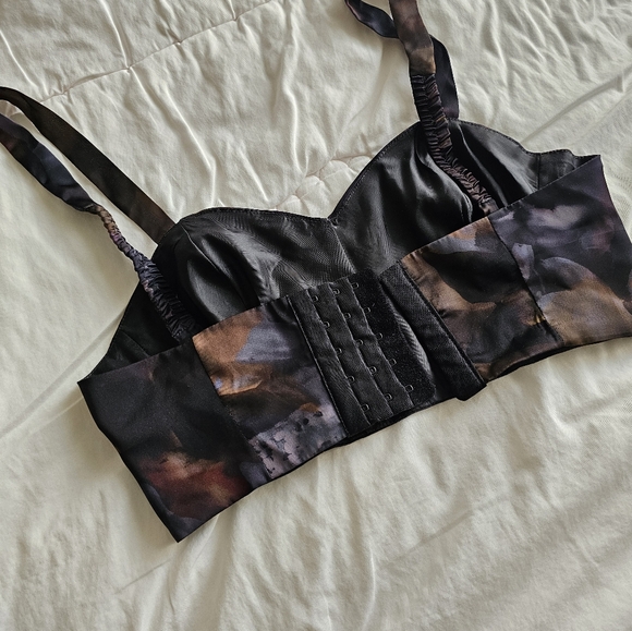 Floral Cropped Satin Corset Bralette - Picture 6 of 6